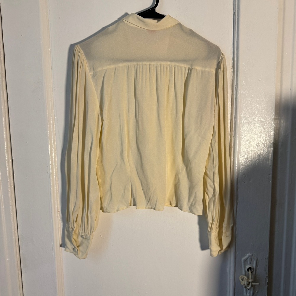True Vtg 70s Arlene of Hollywood Cream Crepe Blouse Piratecore Edwardian S - Picture 8 of 11